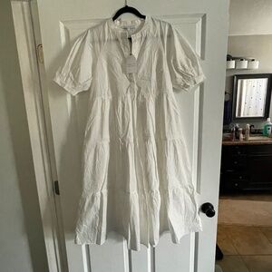 English Factory Puff Sleeve Tiered Cotton Dress – Size Small BNWT
